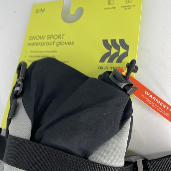 All in Motion Snowsport waterproof gloves S/M black/grey NWT - Picture 3 of 5